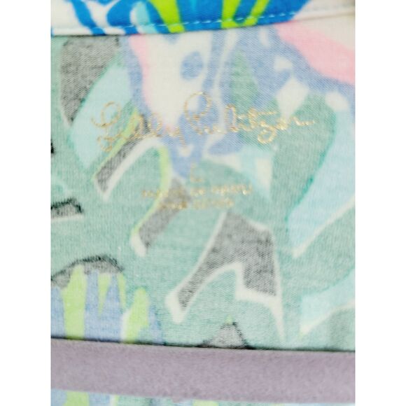 Lilly‎ Pulitzer L Finn Top Long Sleeve Seasalt Blue Fruity Flamingo Size Lg NEW - Picture 6 of 6